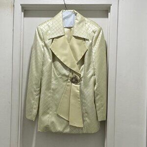 A. Audrey 2-Piece. Sz 12 Yellow Gold Skirt Suit